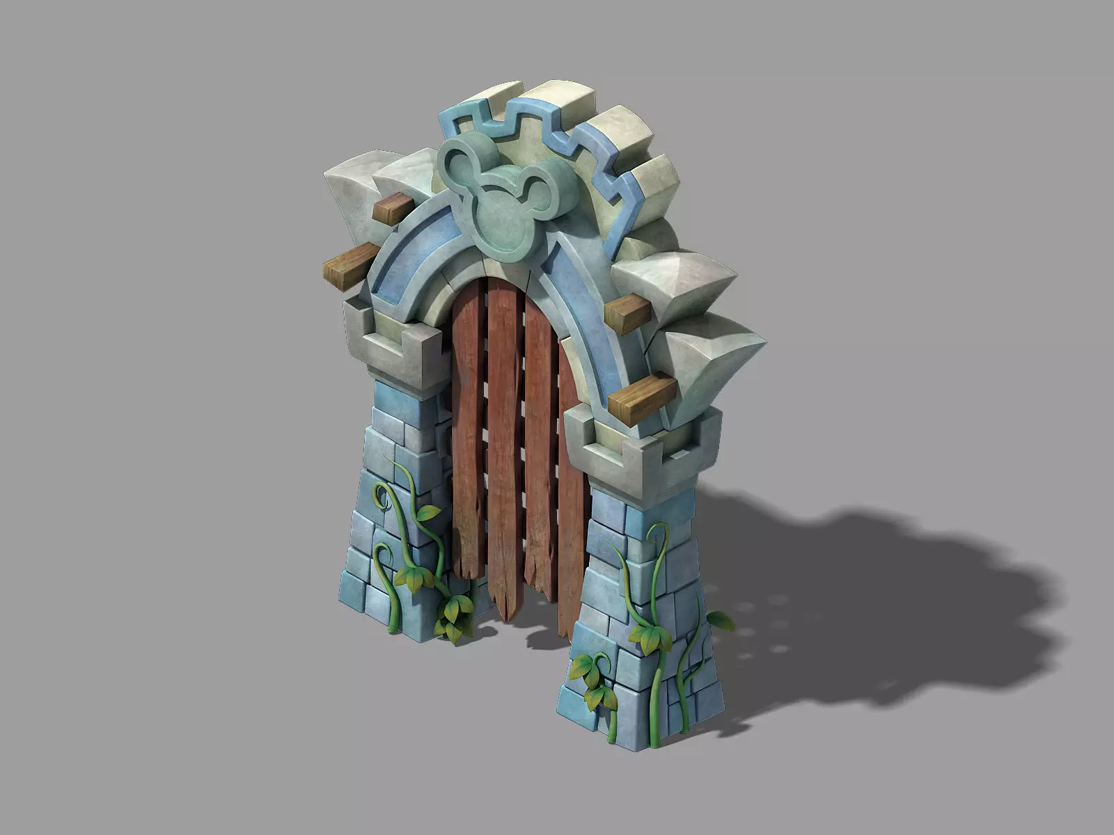Game Cartoon - City - City Gate 03 3D model_0