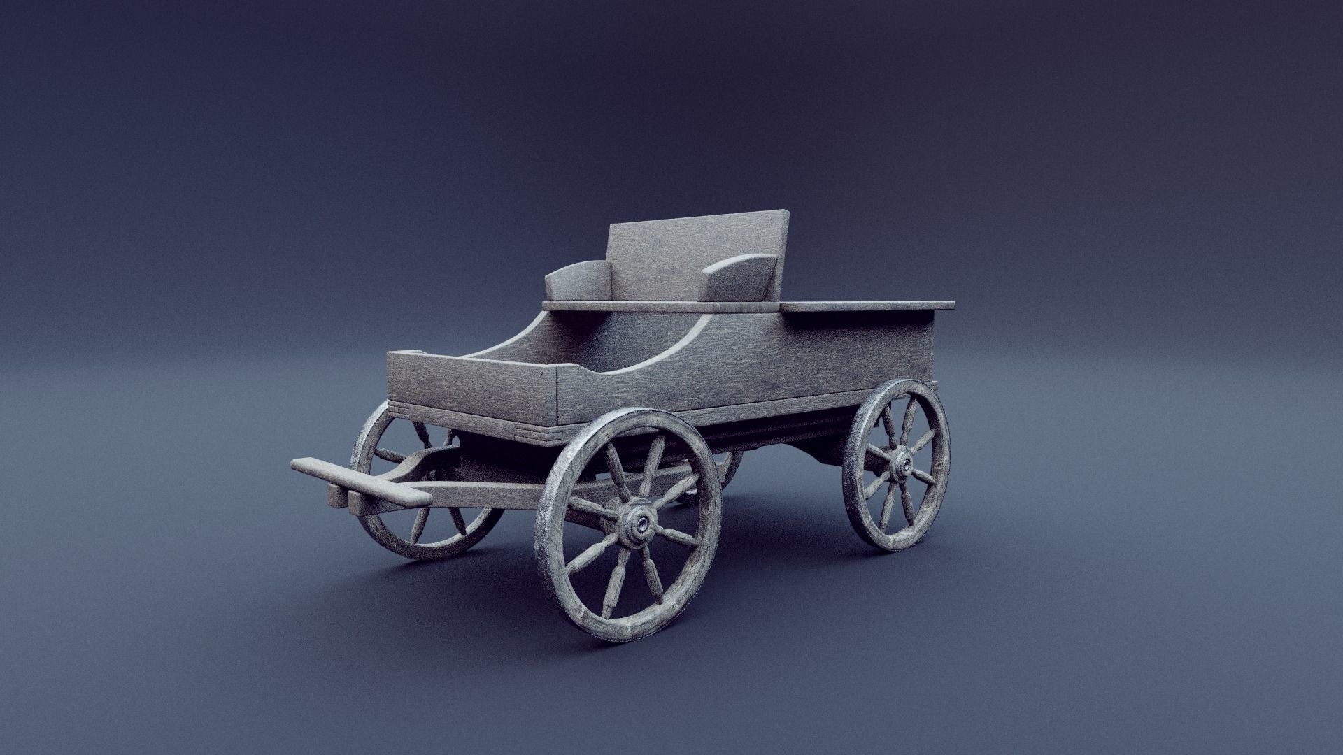 horse wagon animated 3D model_2