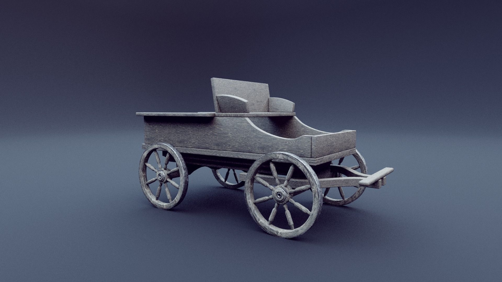 horse wagon animated 3D model_3