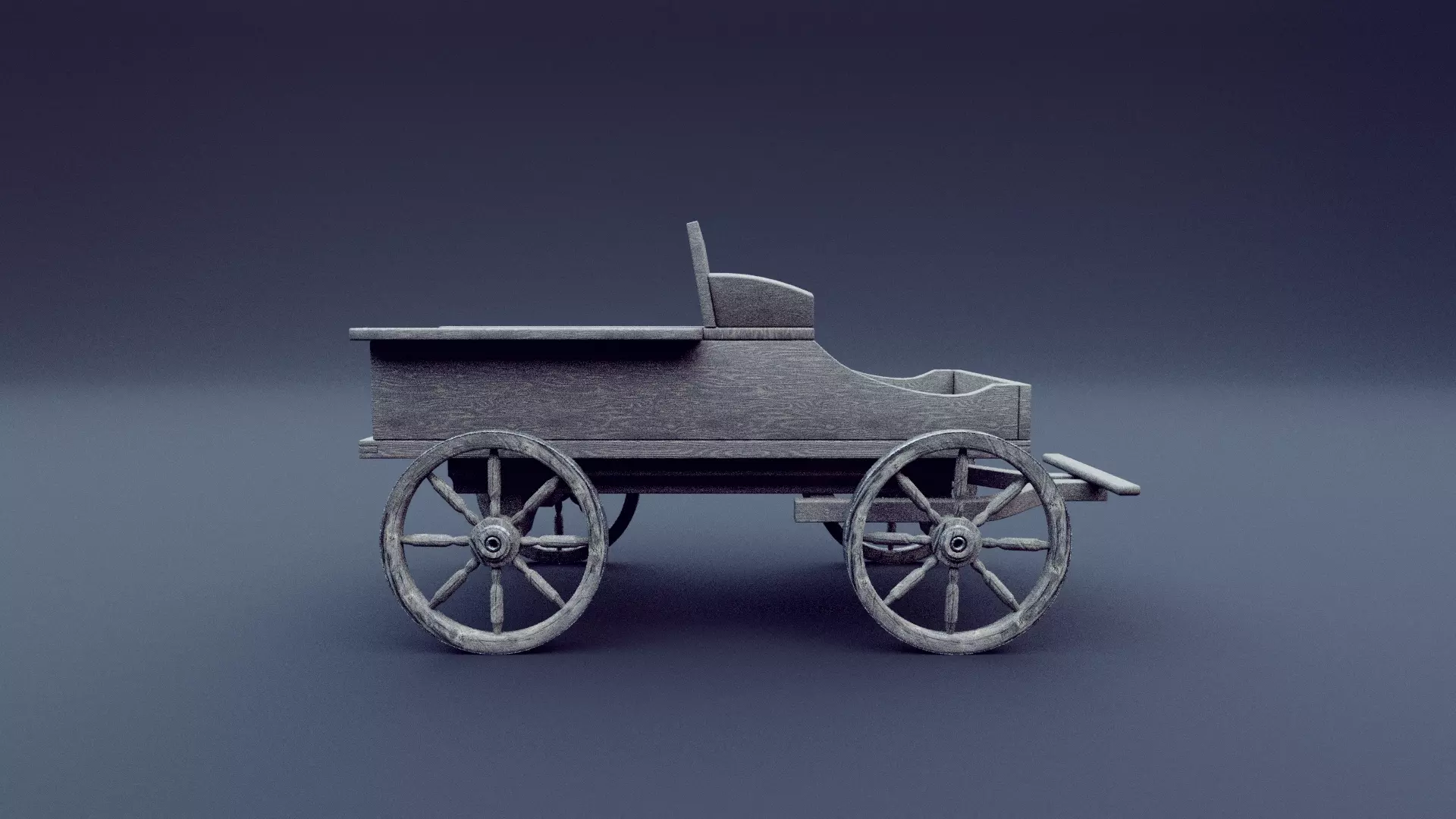 horse wagon animated 3D model_0