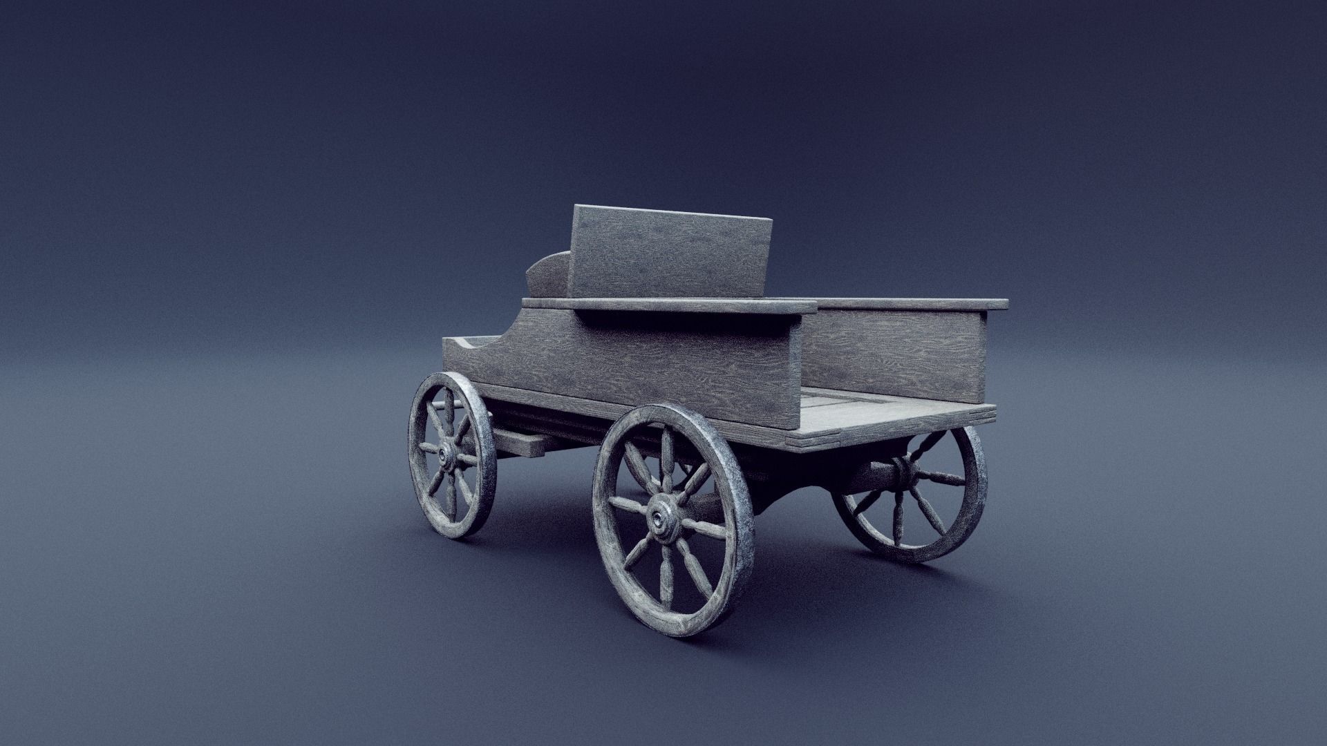 horse wagon animated 3D model_7