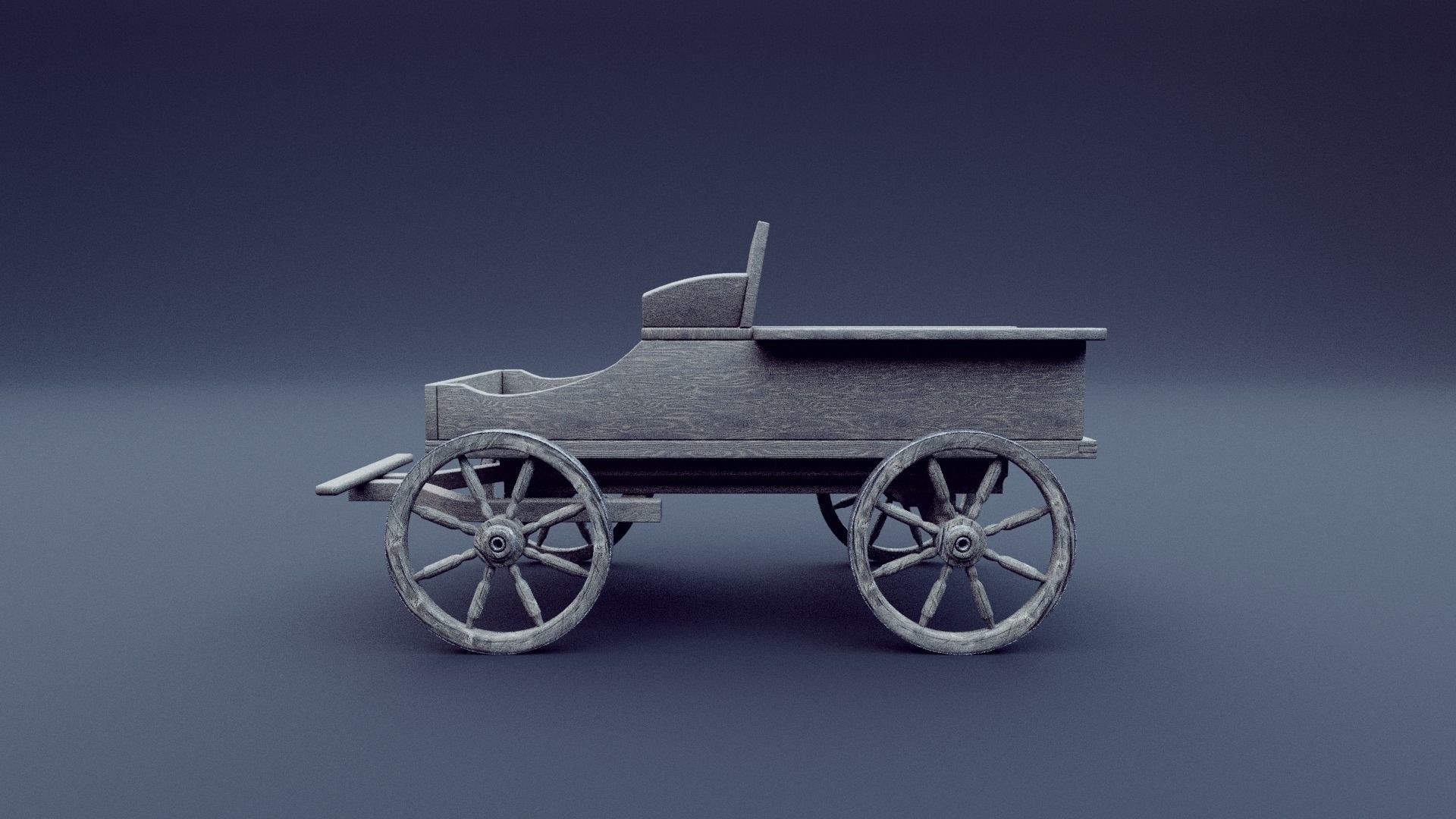 horse wagon animated 3D model_6