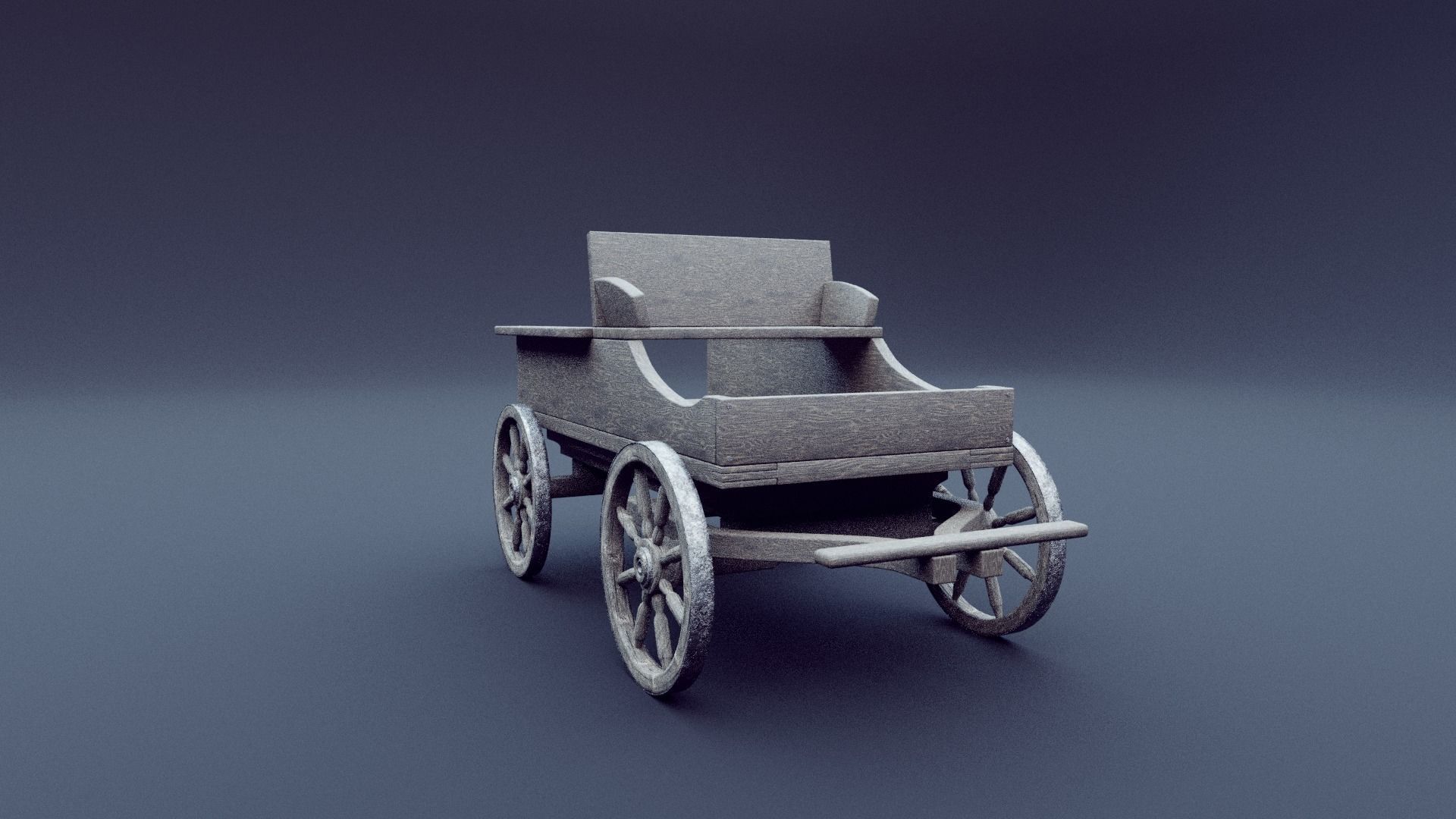 horse wagon animated 3D model_4