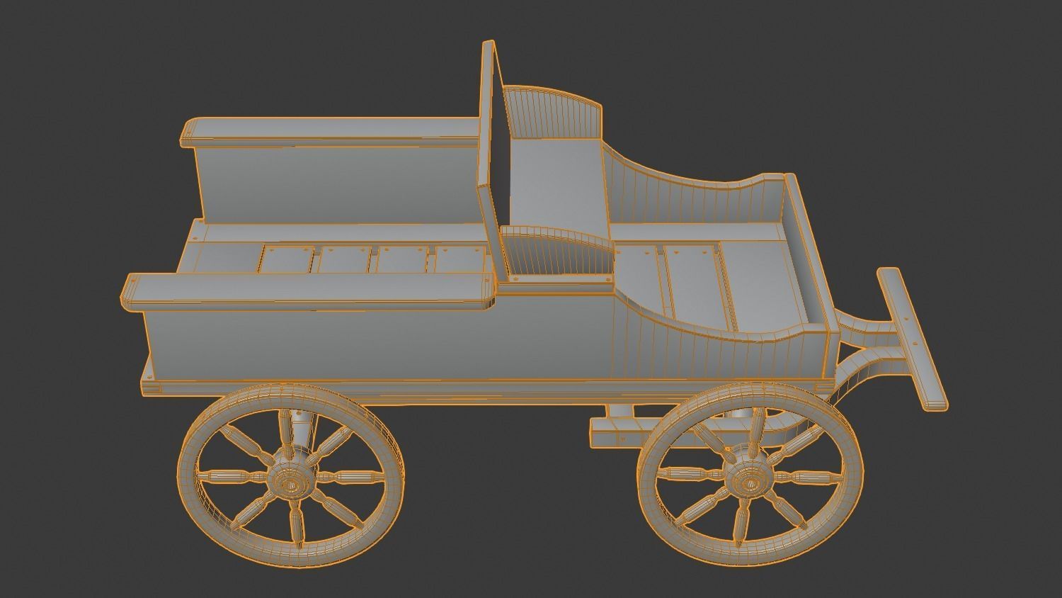 horse wagon animated 3D model_11