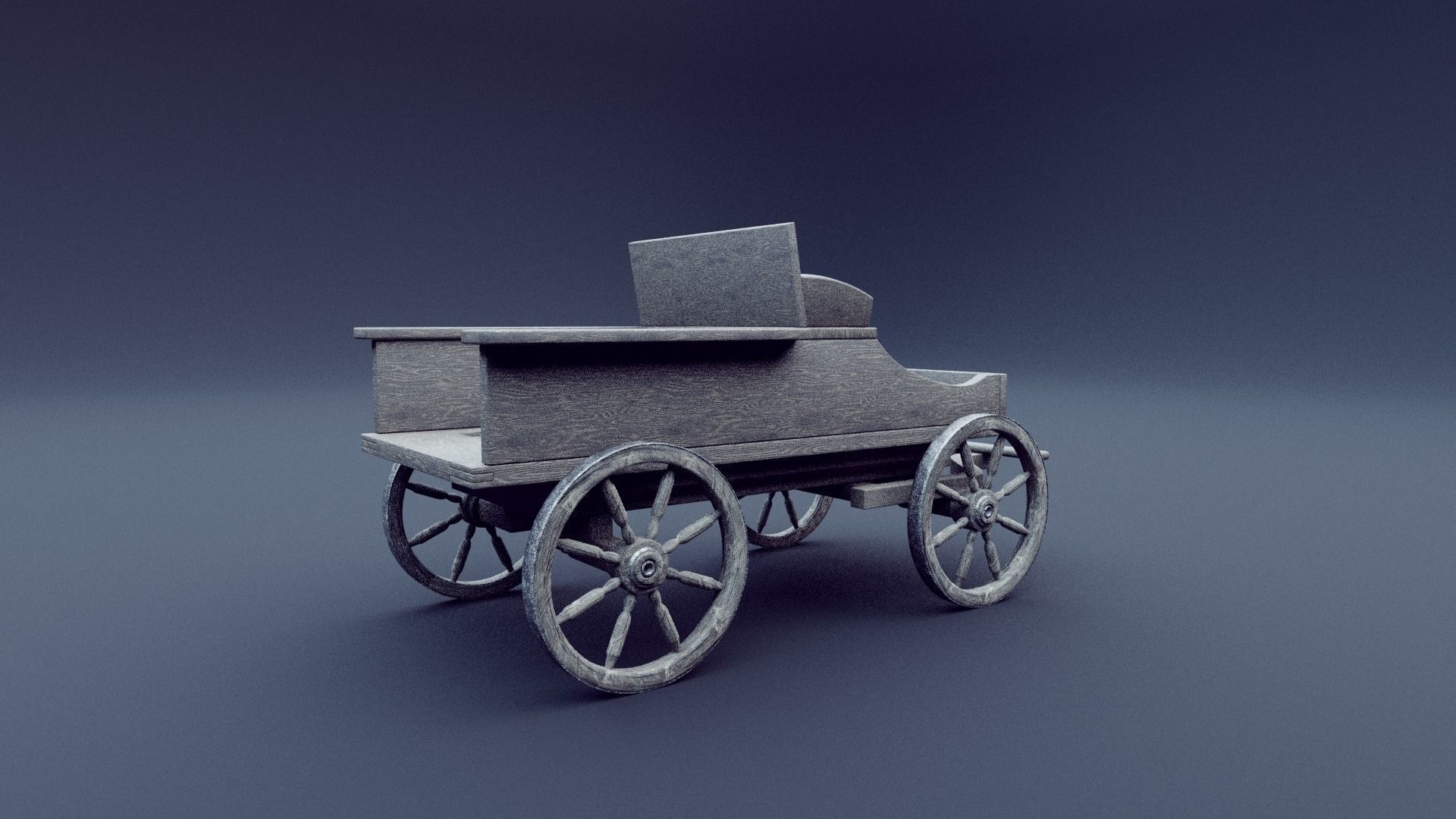 horse wagon animated 3D model_10