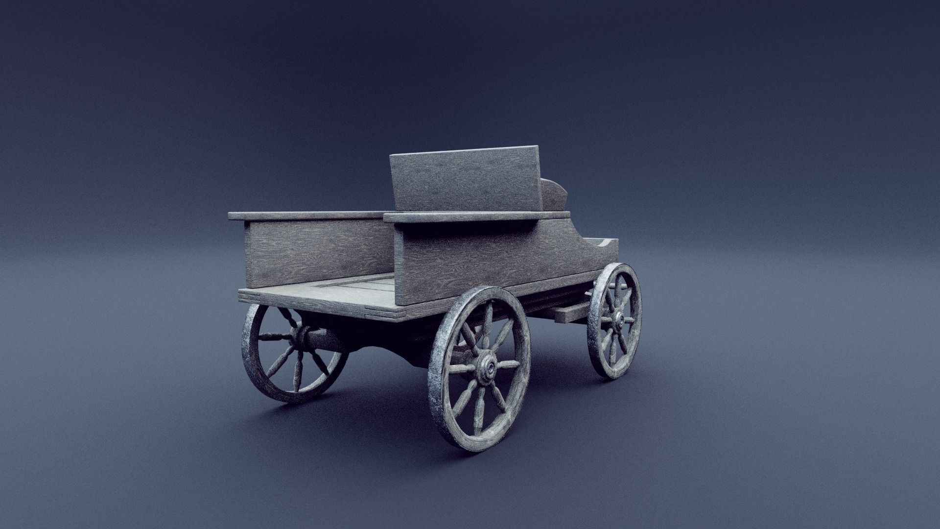horse wagon animated 3D model_9