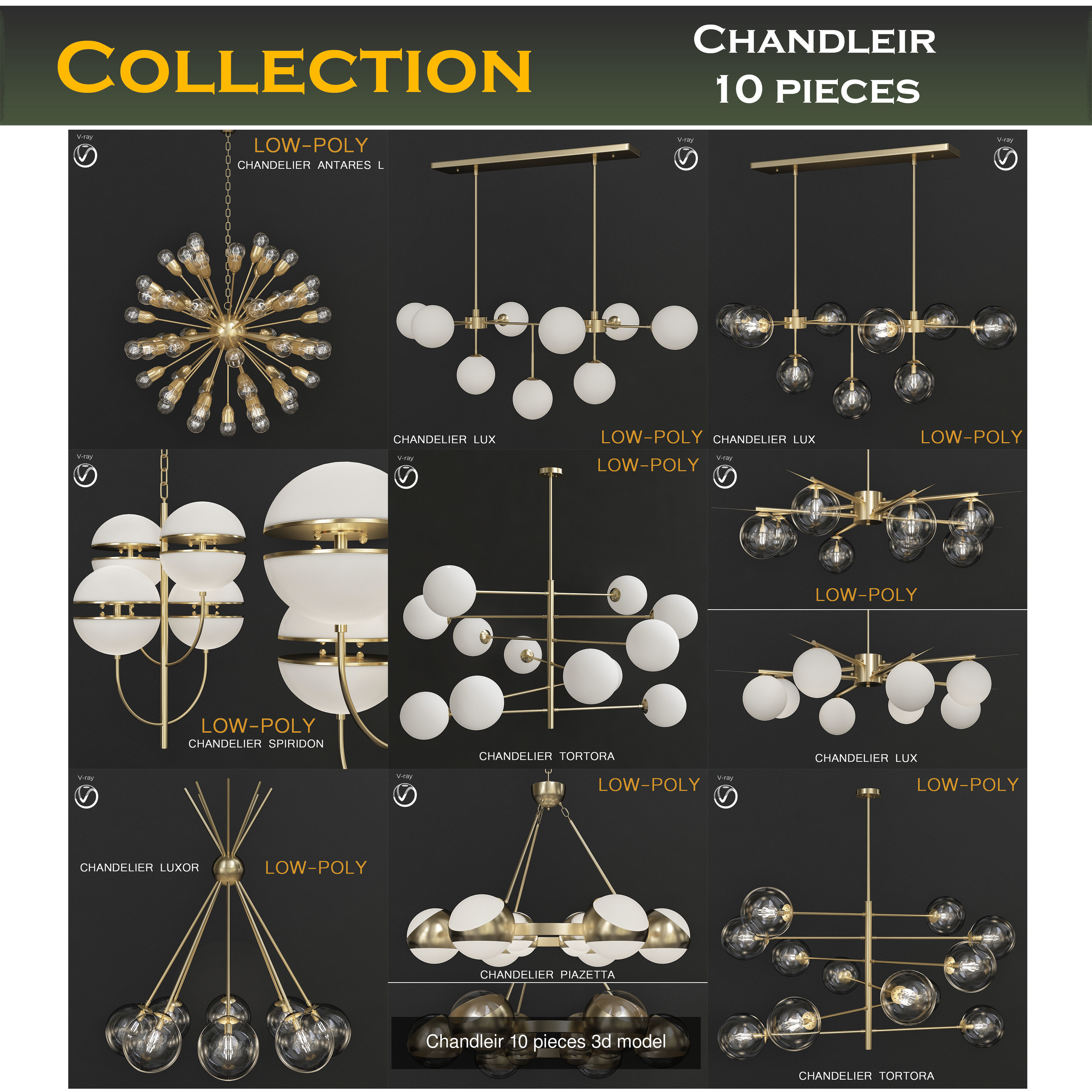 Chandeliers collection mega pack 100 models _1
