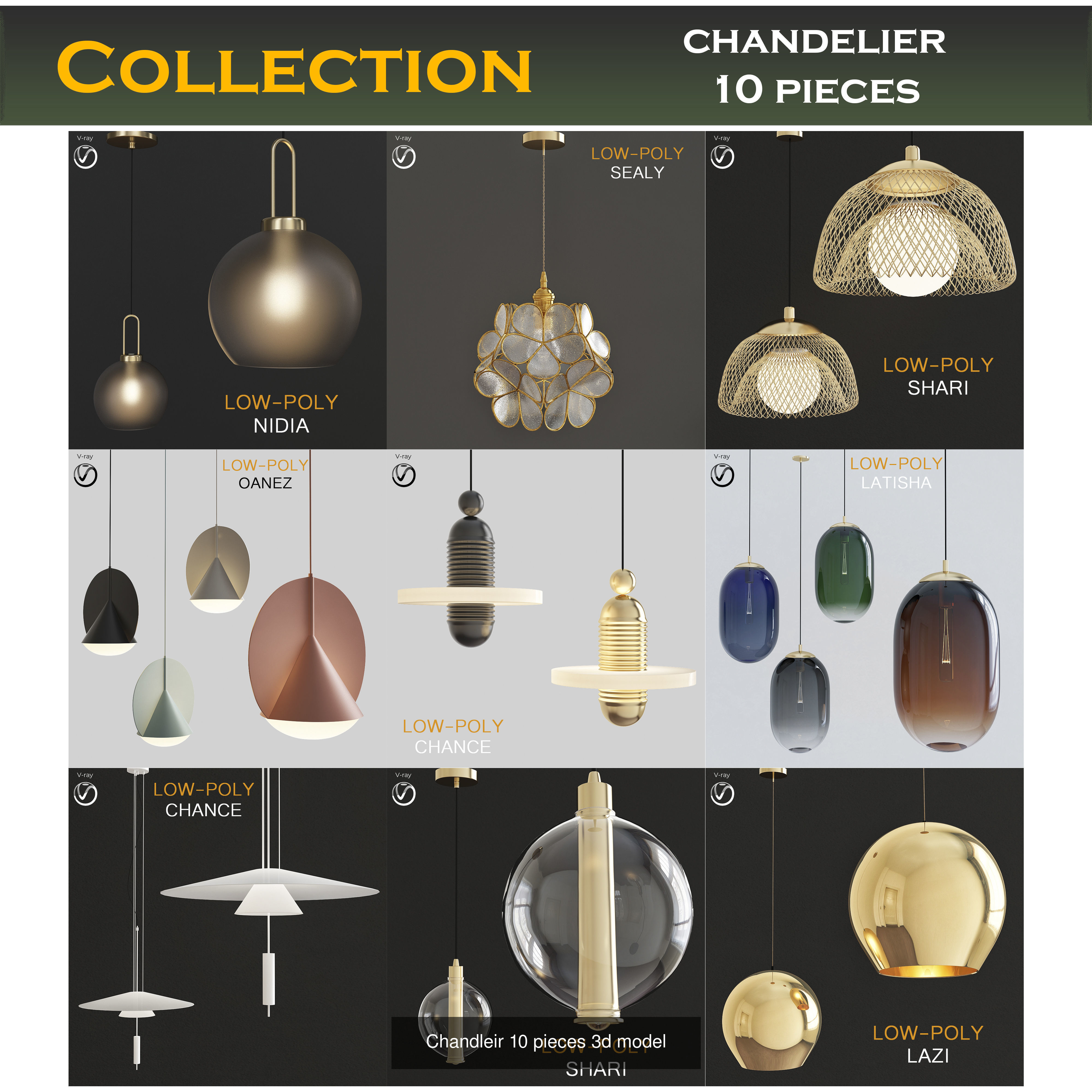 Chandeliers collection mega pack 100 models _4