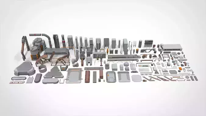 Sci-Fi architecture Elements collection 16 3D model