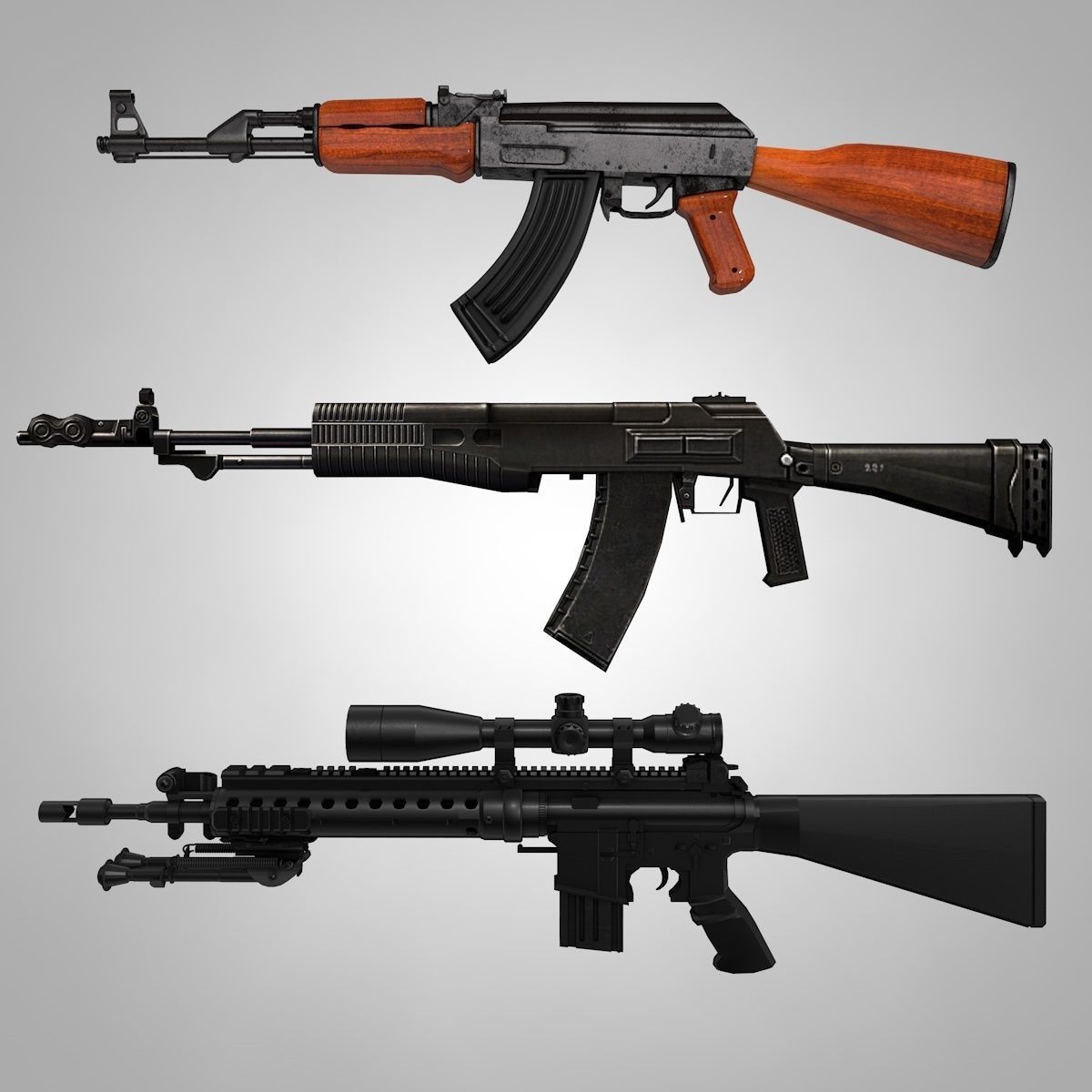 Rifles Collection Army Weapons 3D model | CGTrader