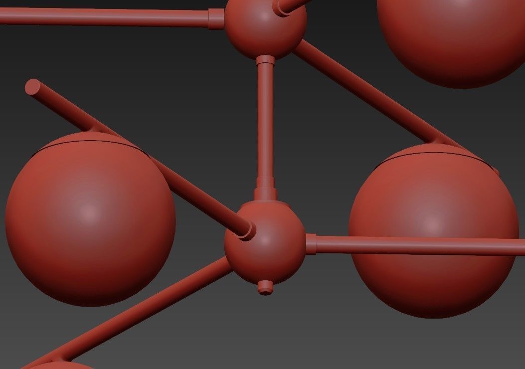 Modernist Gemma Brass Ceiling Lamp Contemporary Chandelier 3D model_6