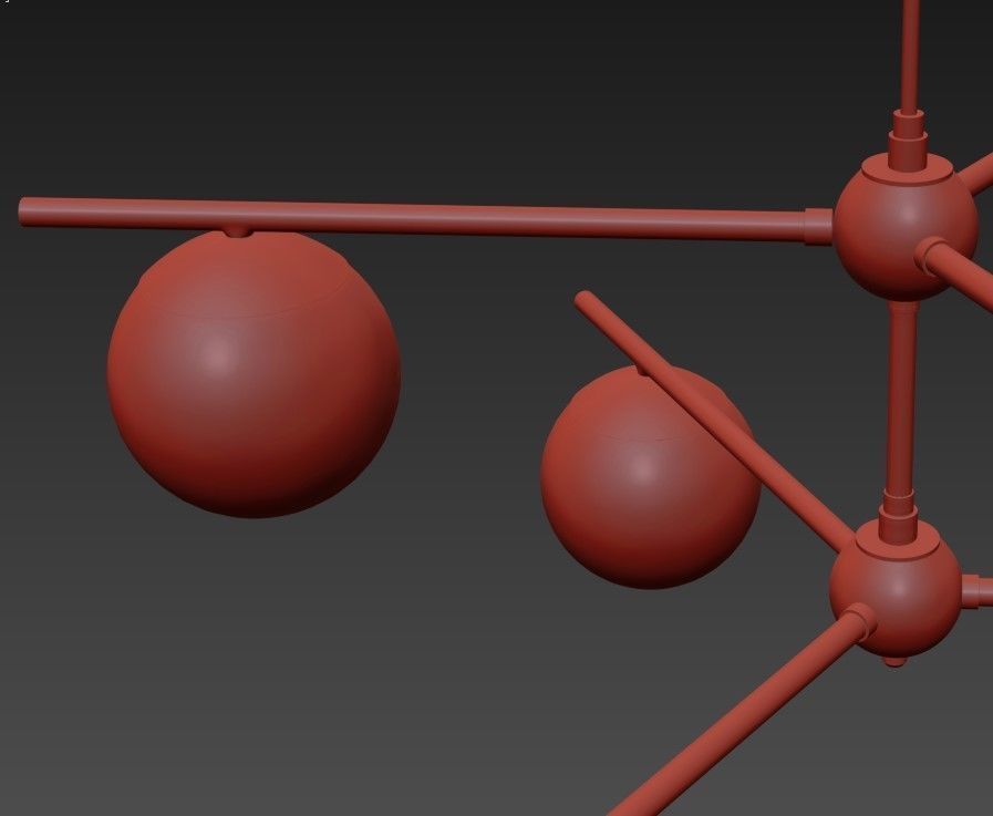 Modernist Gemma Brass Ceiling Lamp Contemporary Chandelier 3D model_1