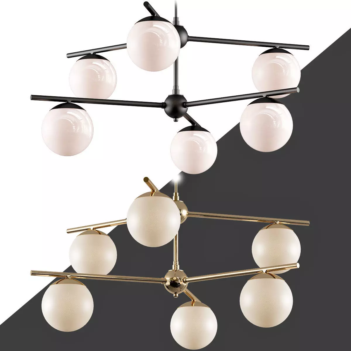 Modernist Gemma Brass Ceiling Lamp Contemporary Chandelier 3D model_0