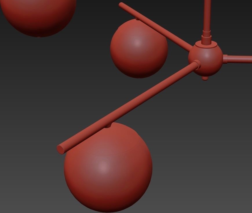 Modernist Gemma Brass Ceiling Lamp Contemporary Chandelier 3D model_4