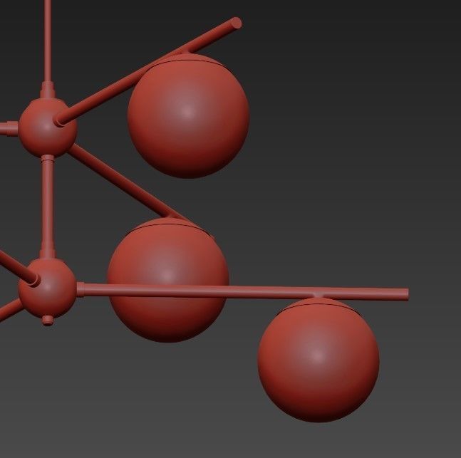 Modernist Gemma Brass Ceiling Lamp Contemporary Chandelier 3D model_5