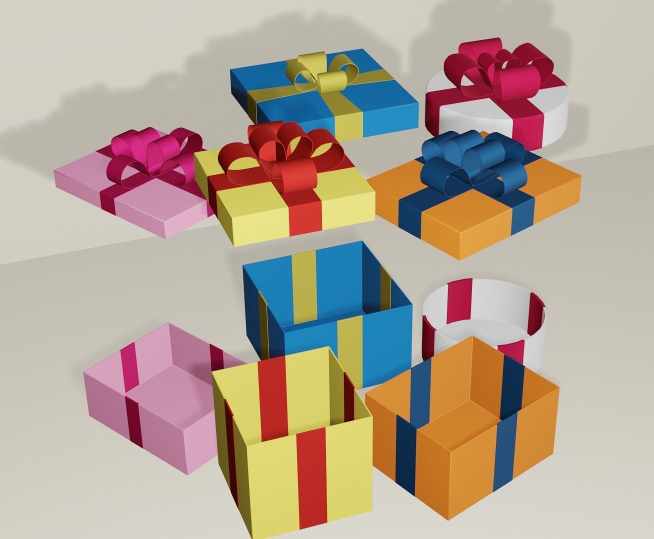 Cartoon presents Low-poly 3D model_1