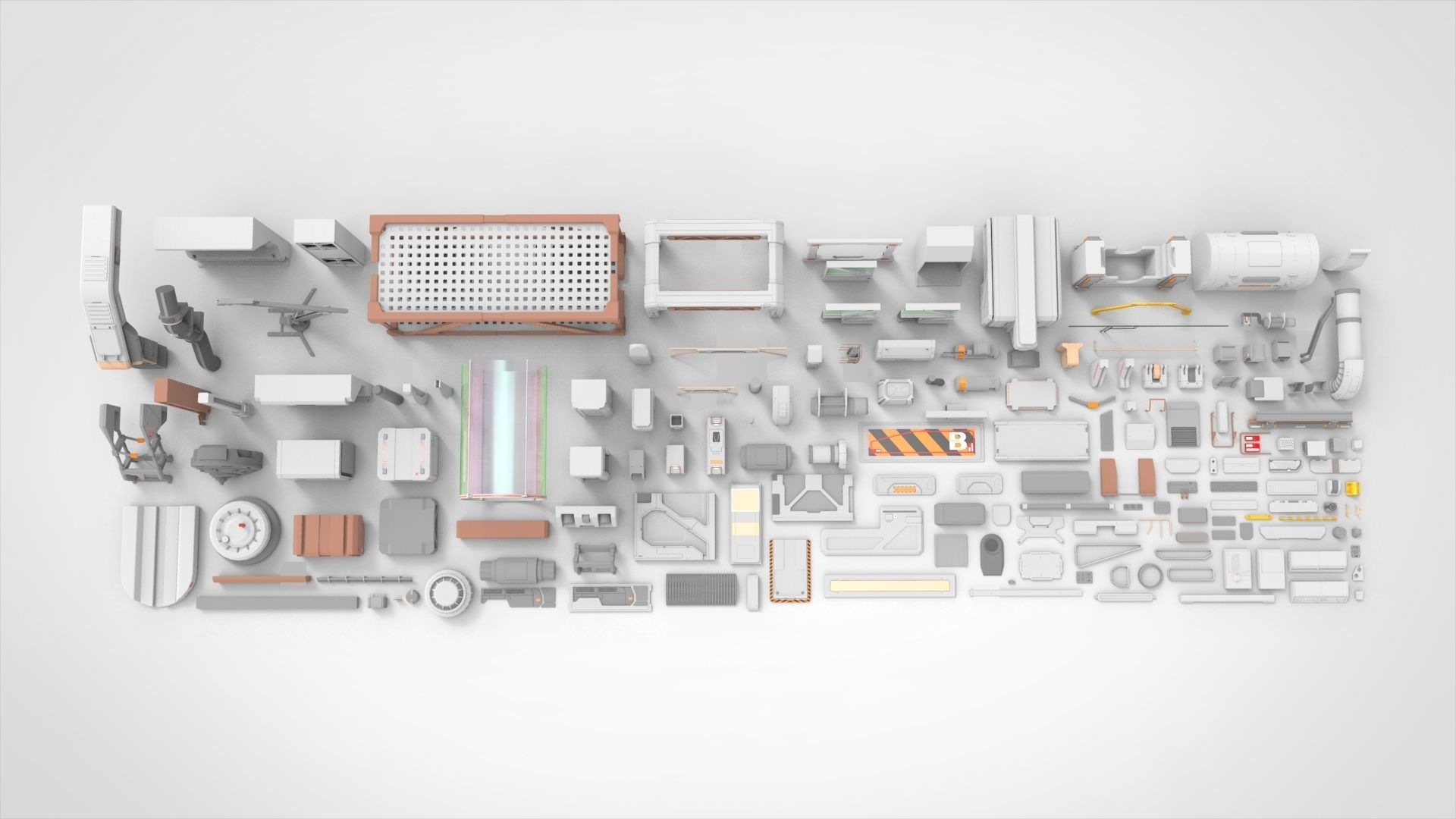 Sci-Fi architecture Elements collection 18 3D model_1