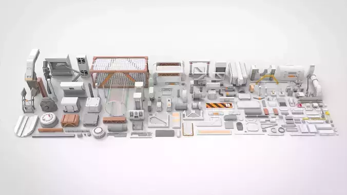 Sci-Fi architecture Elements collection 18 3D model