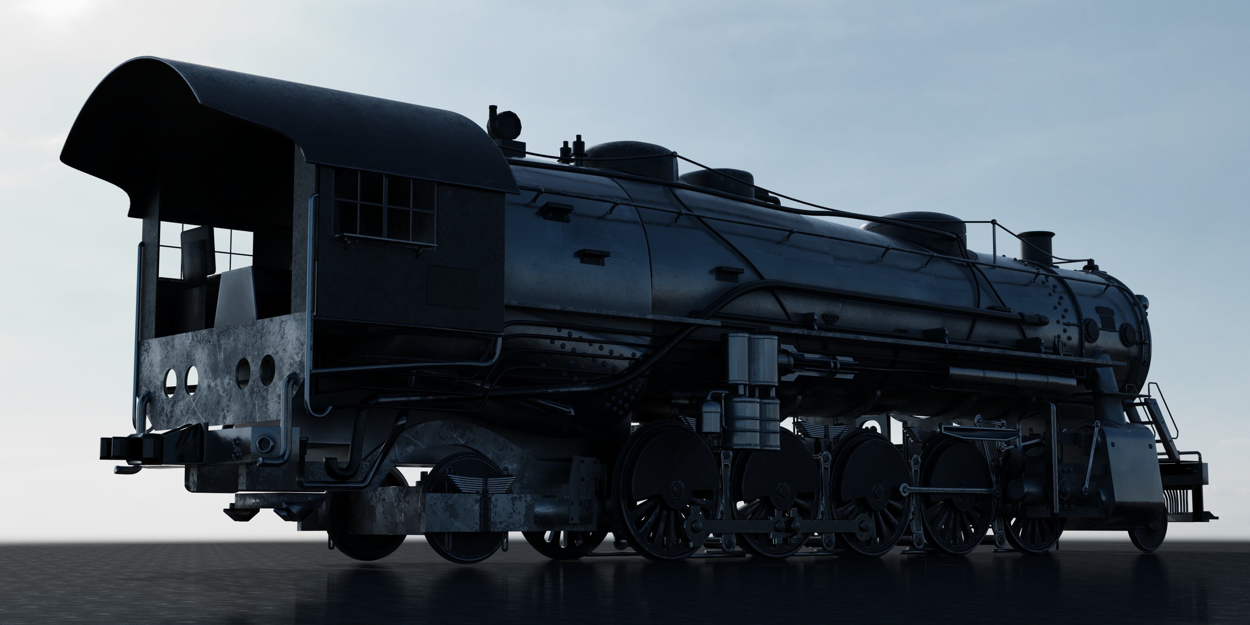 Old Locomotive With Substance Painter Texture 3D model_3