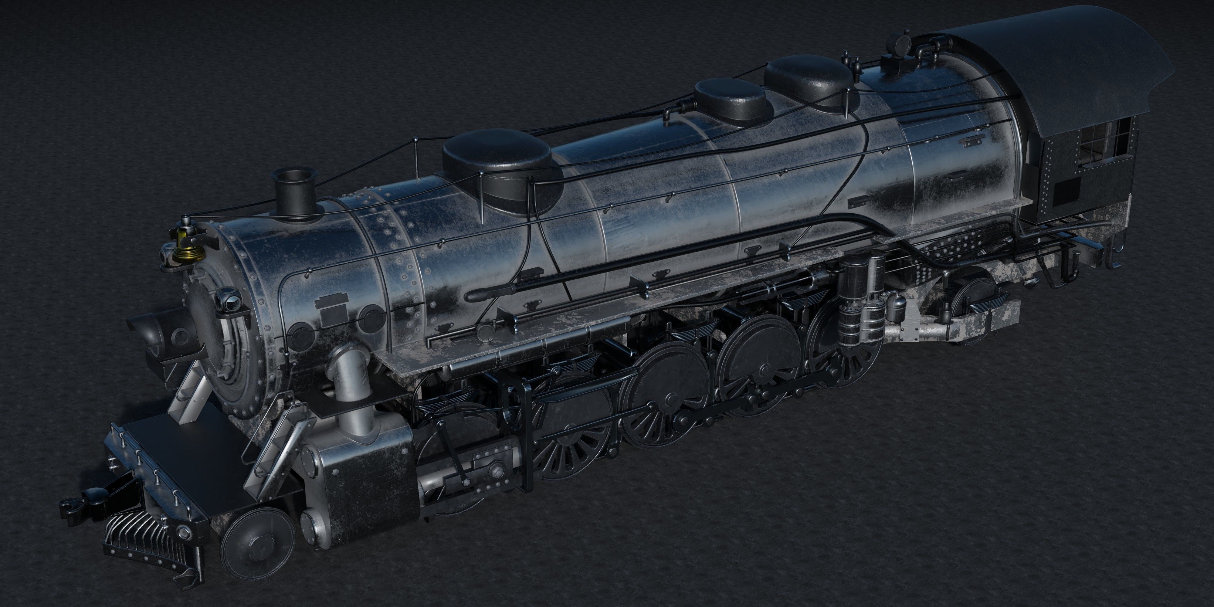 Old Locomotive With Substance Painter Texture 3D model_5