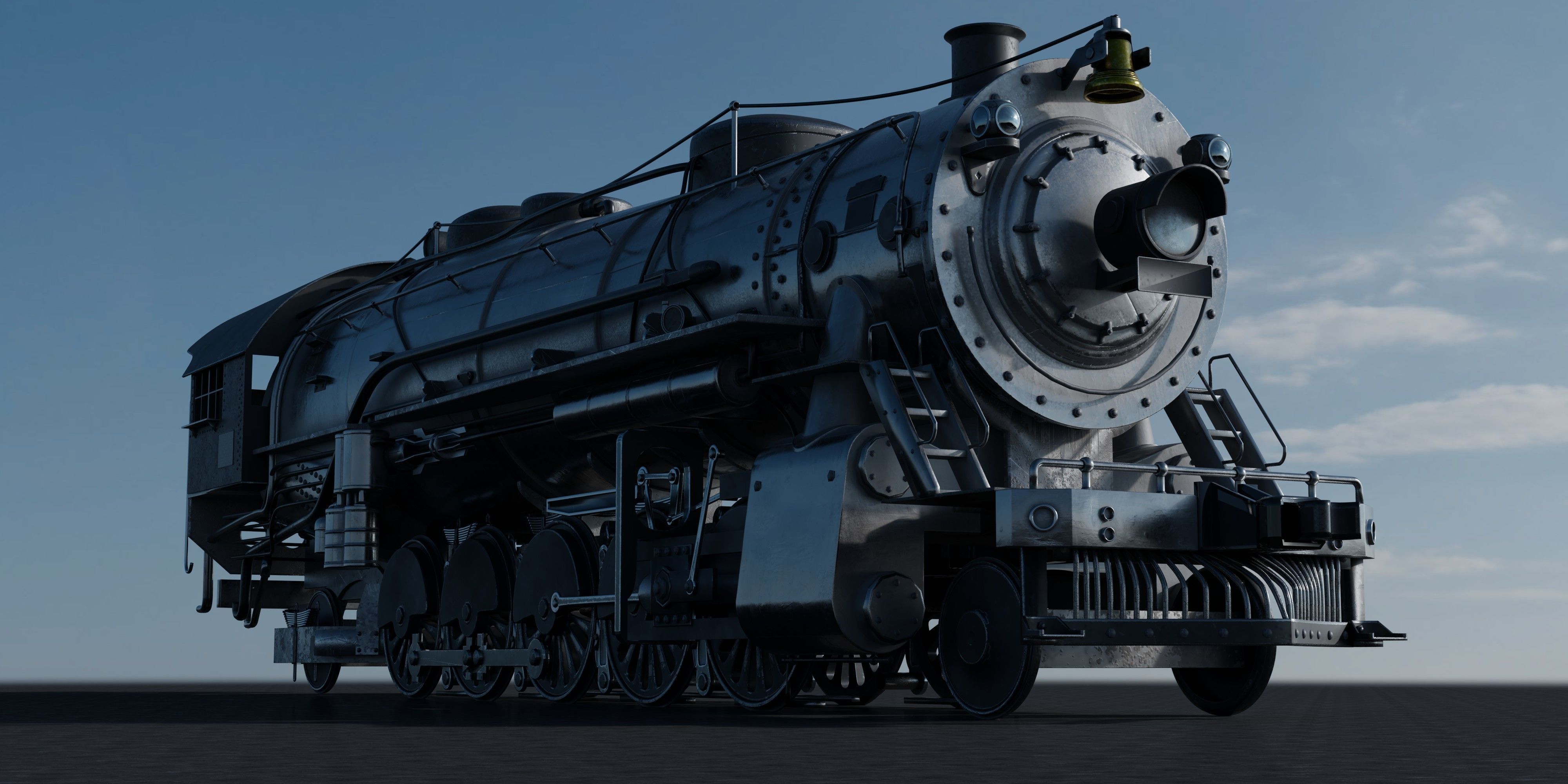 Old Locomotive With Substance Painter Texture 3D model_2