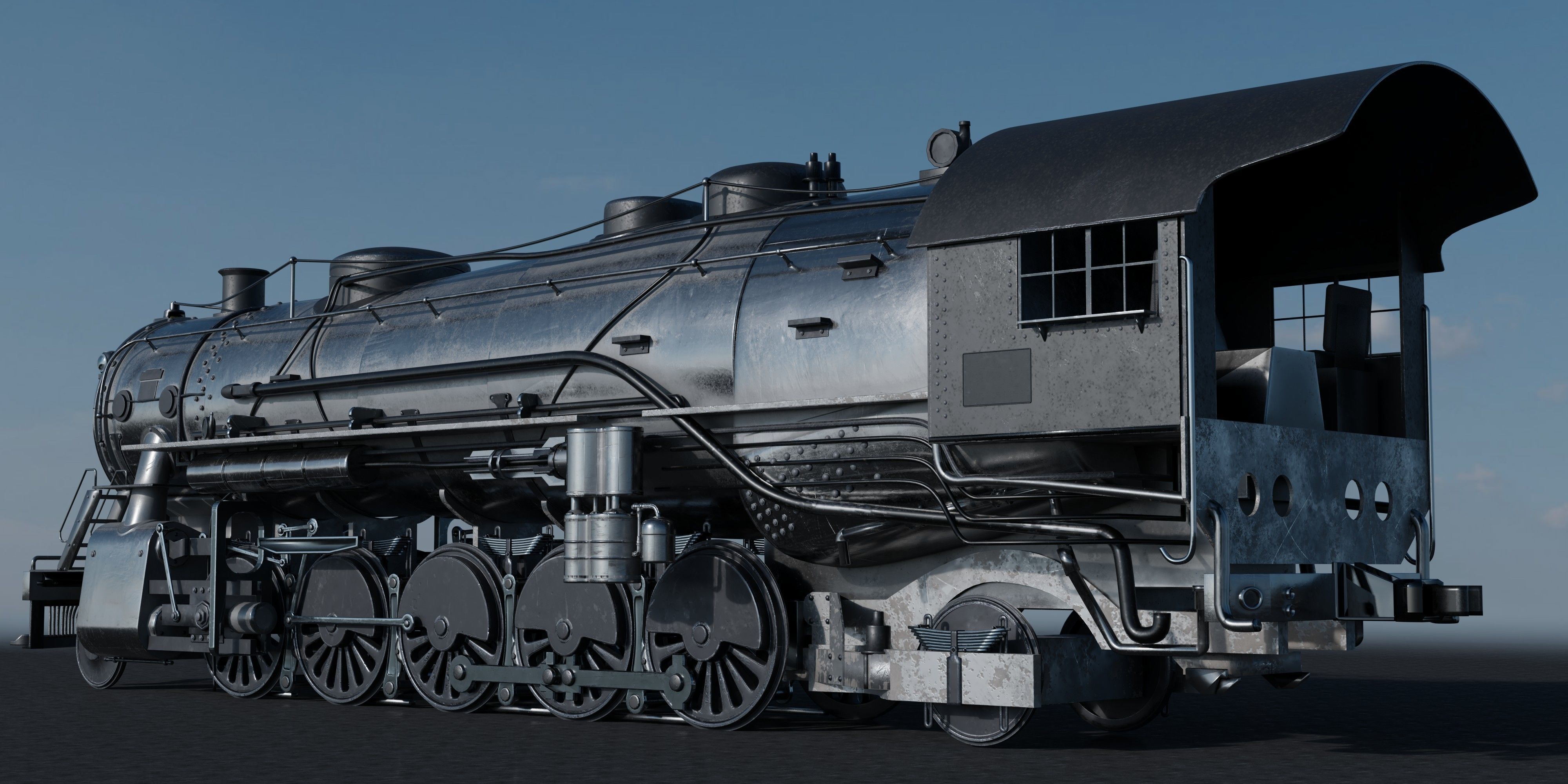 Old Locomotive With Substance Painter Texture 3D model_4