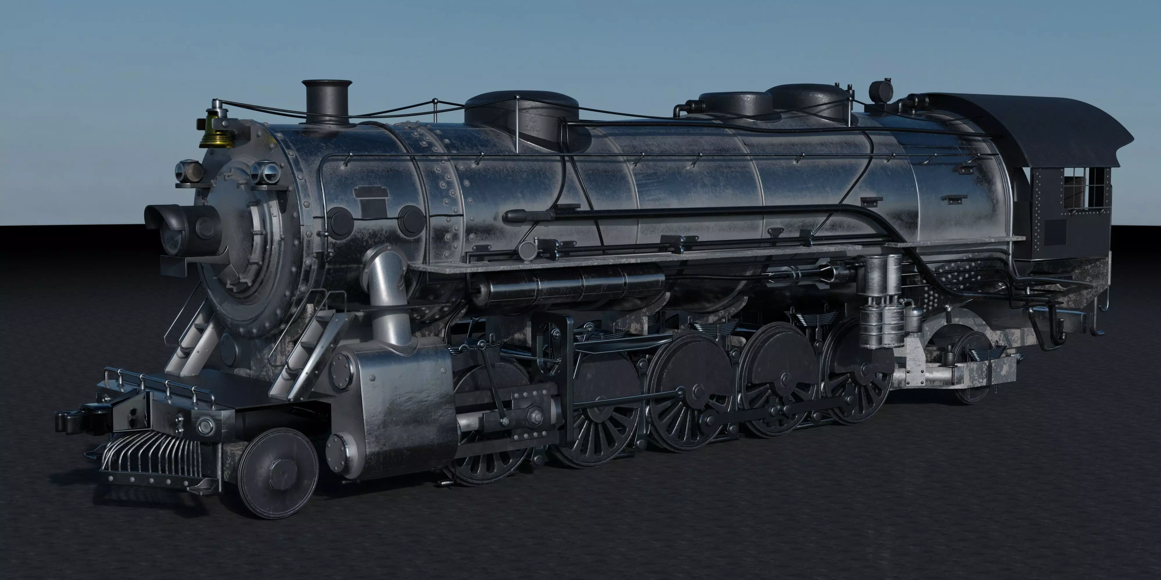 Old Locomotive With Substance Painter Texture 3D model_0