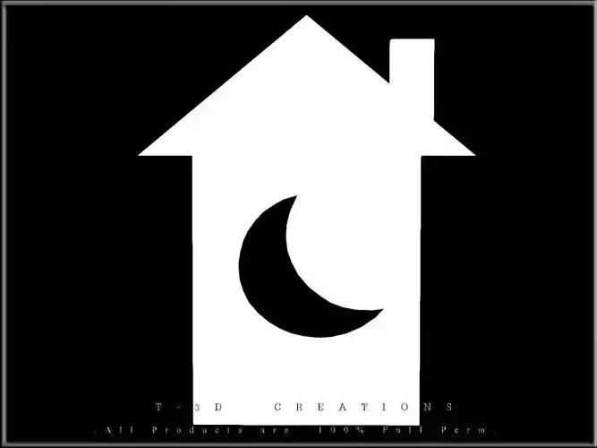 House with hole in form of moon with garland Low-poly 3D model