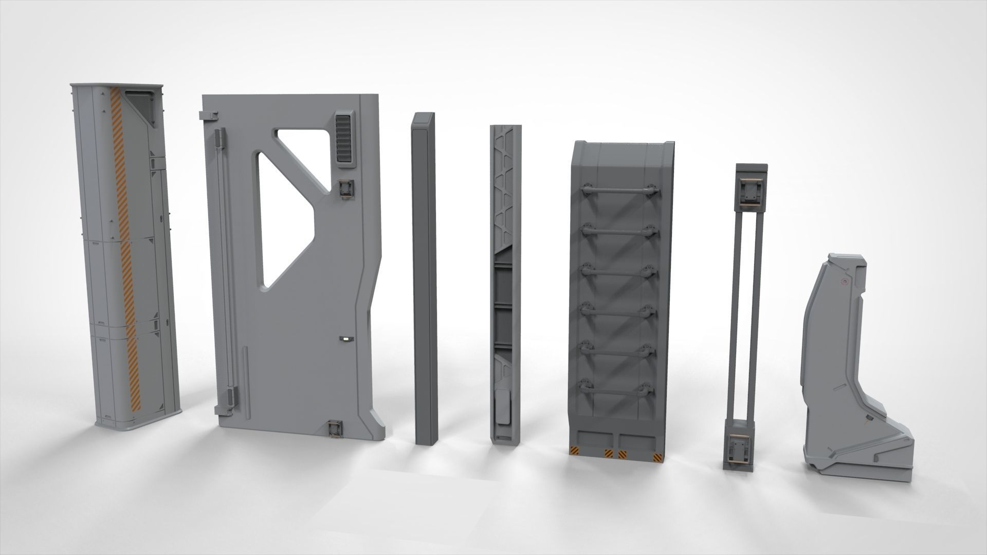 Sci-Fi architecture Elements collection 20 3D model_4