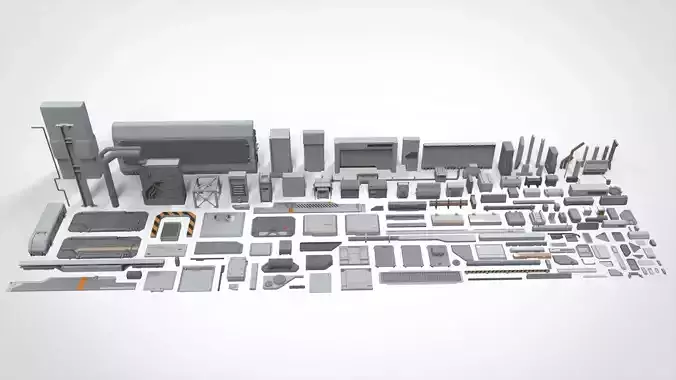Sci-Fi architecture Elements collection 21 3D model