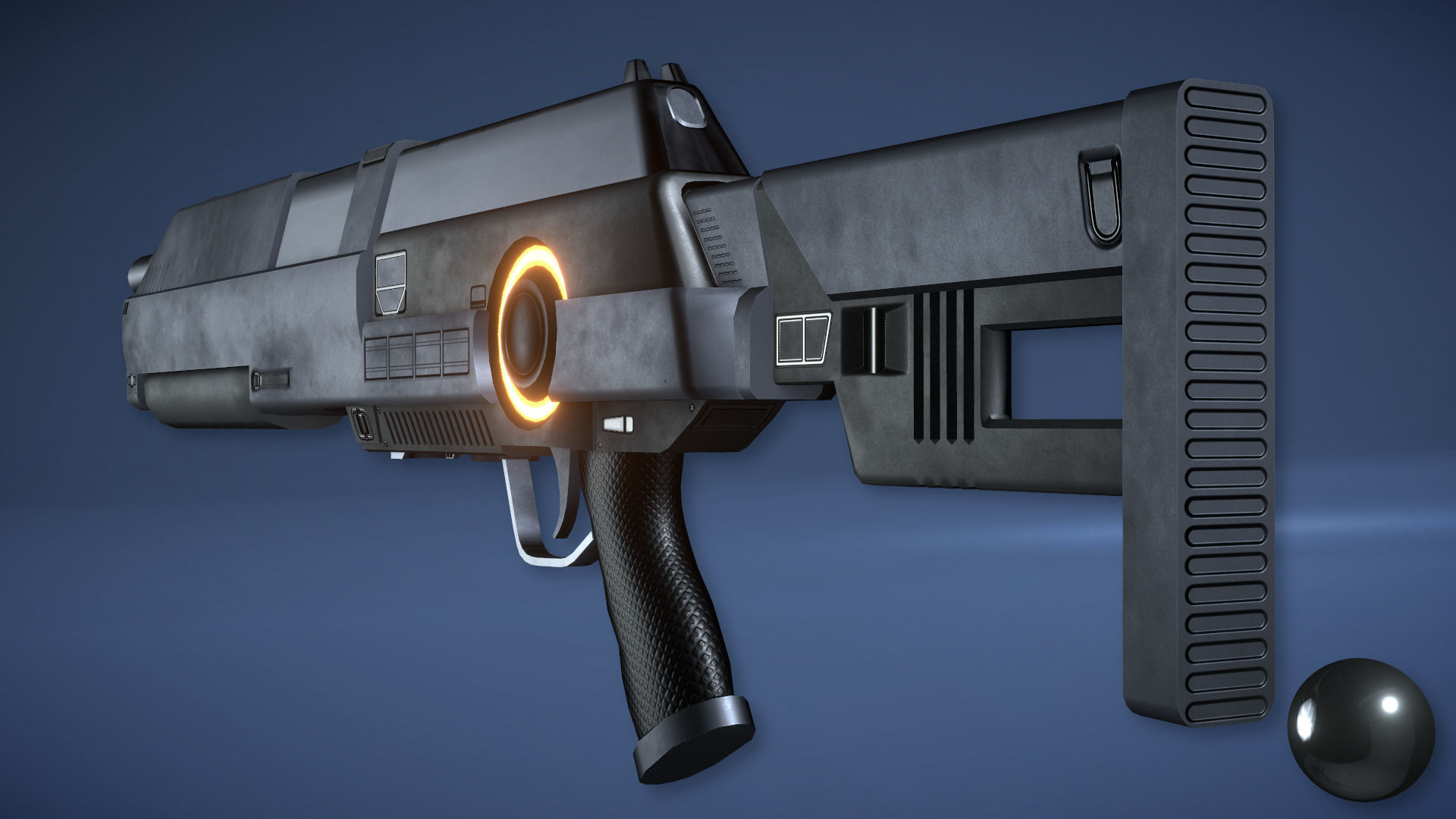 Futuristic Assault Rifle Low-poly 3D model_5