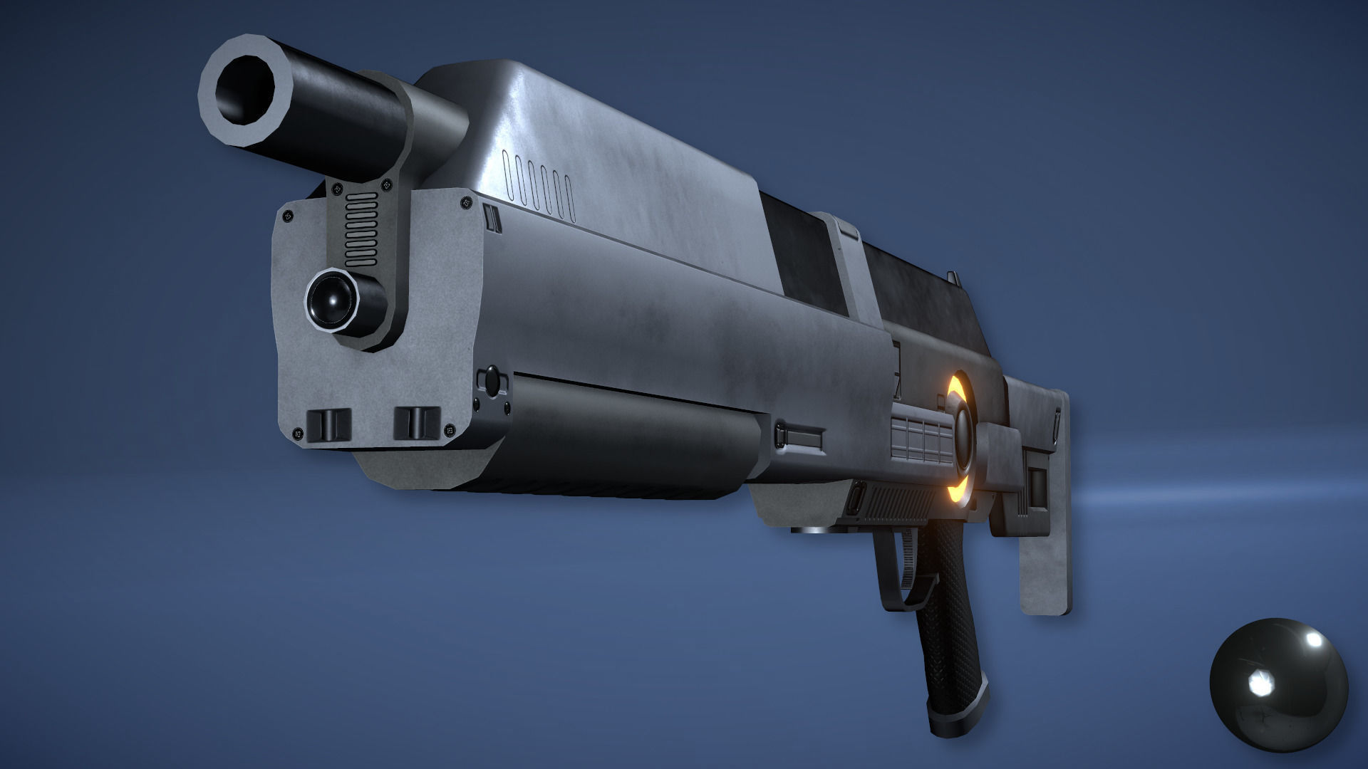 Futuristic Assault Rifle Low-poly 3D model_4