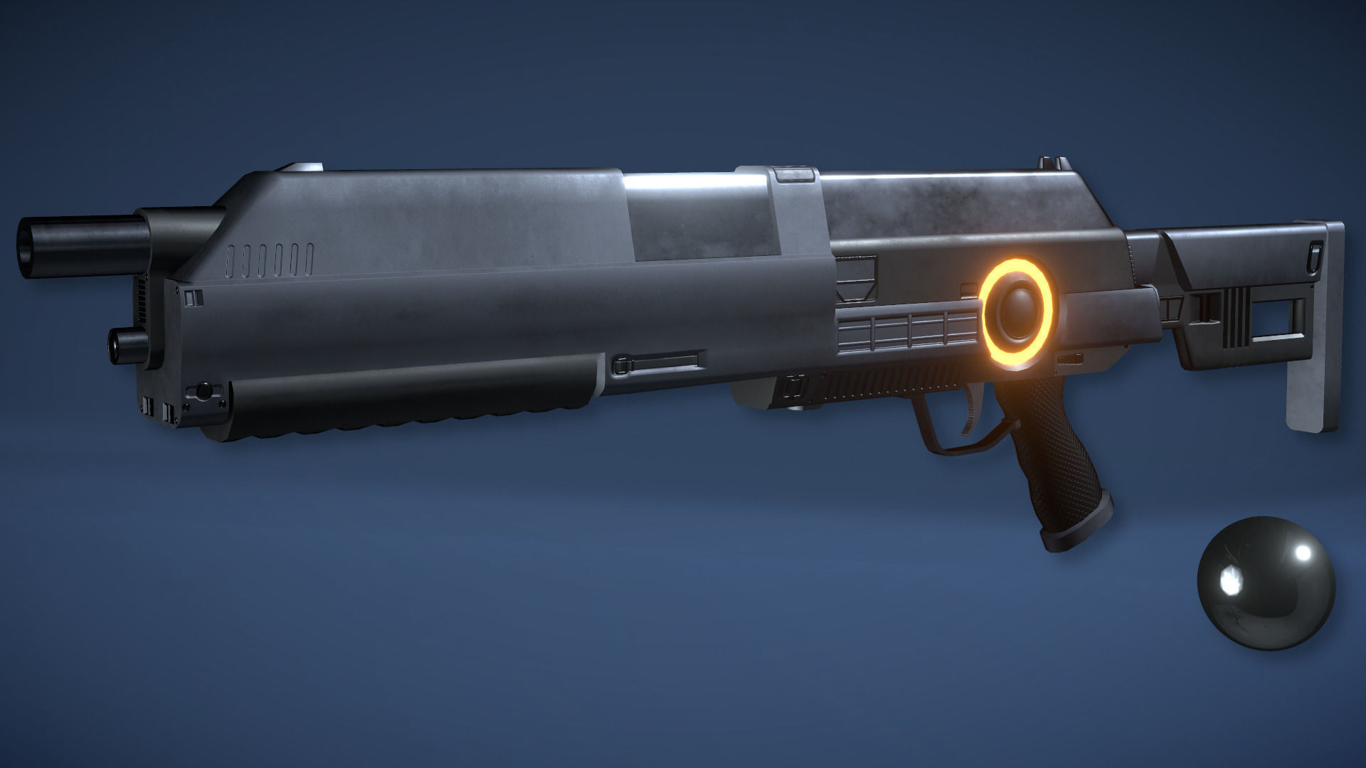 Futuristic Assault Rifle Low-poly 3D model_3