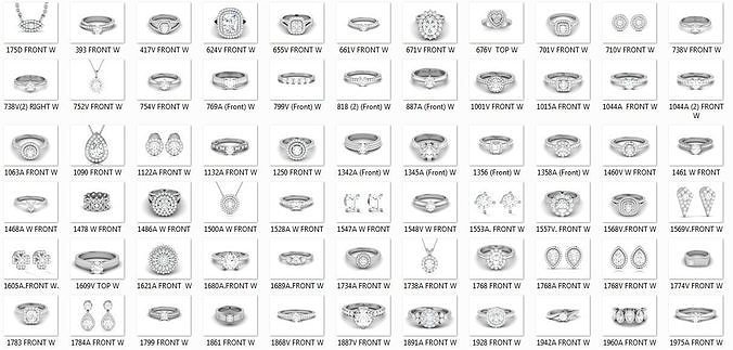 125 Solitaire Ring Earrings Pendant 3dm render details 3D print model