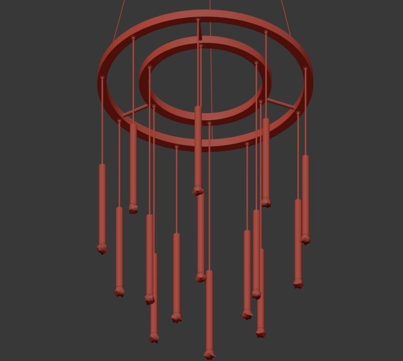 Candle Triplex Pendant 3D model_2