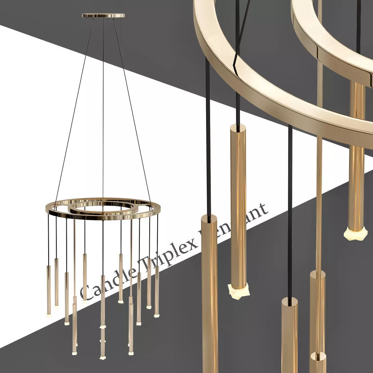 Candle Triplex Pendant 3D model_0