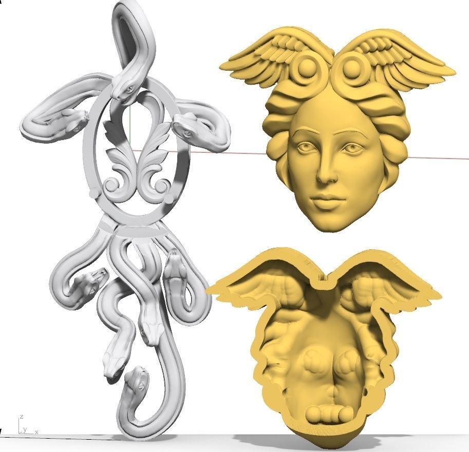 medousa pendant  3D print model_6