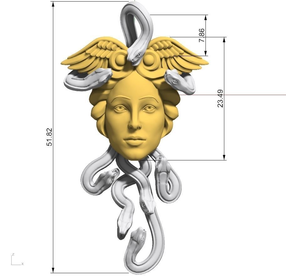 medousa pendant  3D print model_3