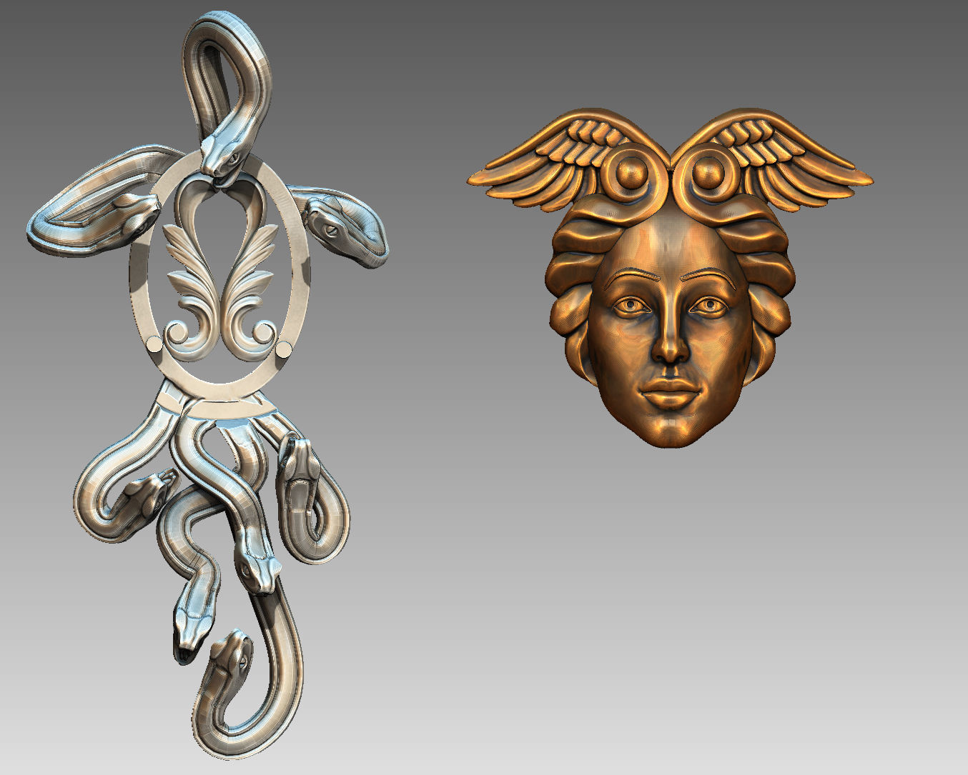 medousa pendant  3D print model_2