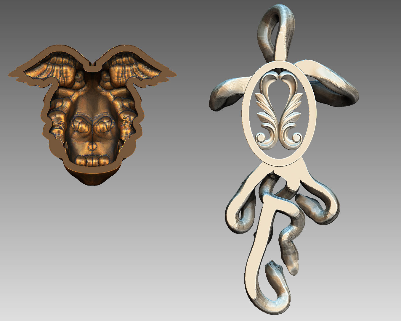 medousa pendant  3D print model_4