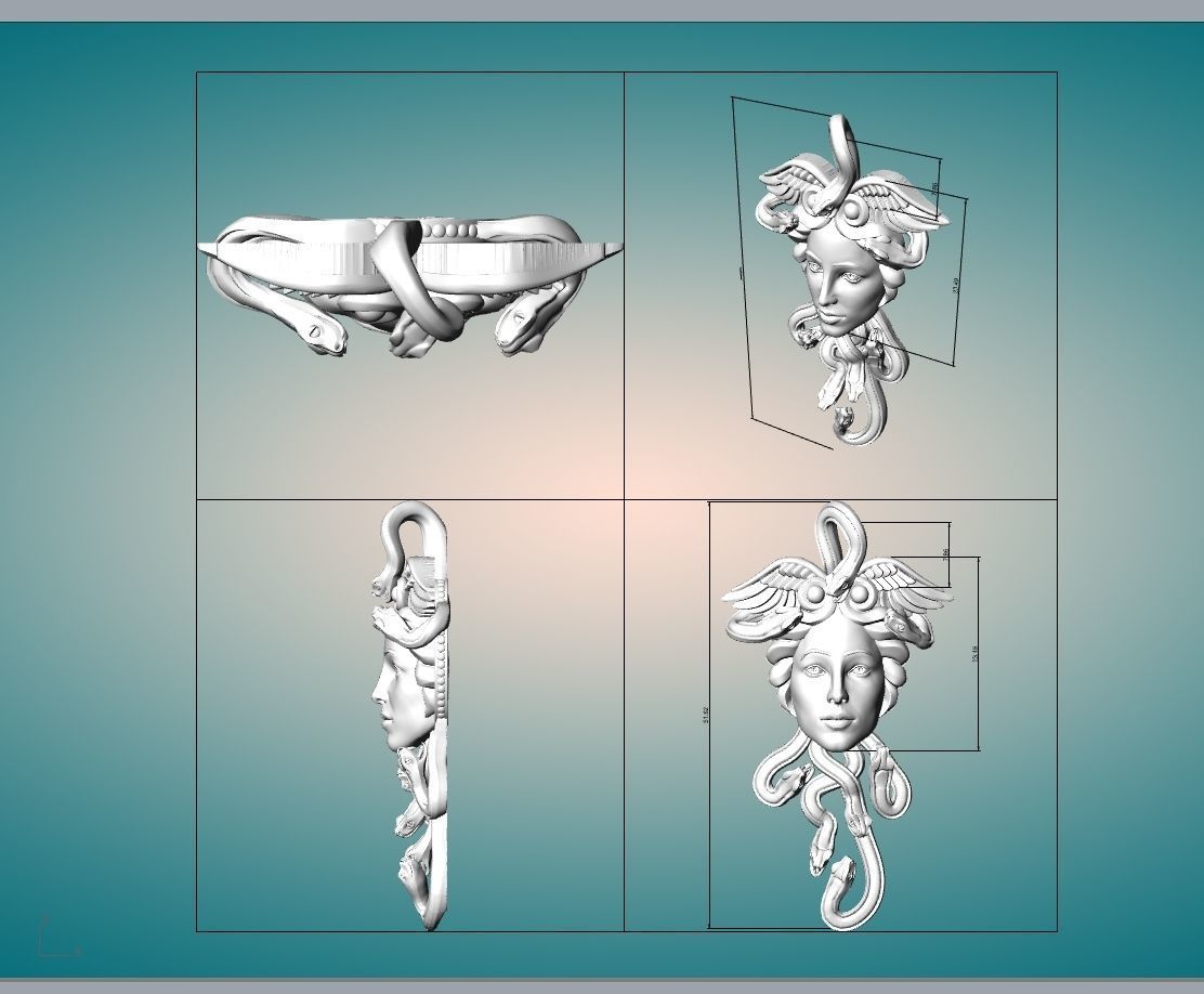 medousa pendant  3D print model_5