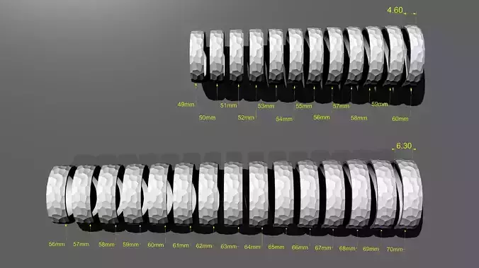Collection of Hammered Wedding Rings  - All Sizes 3D print model