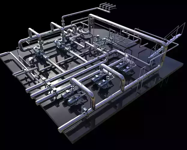 Industrial boiler room 3D model