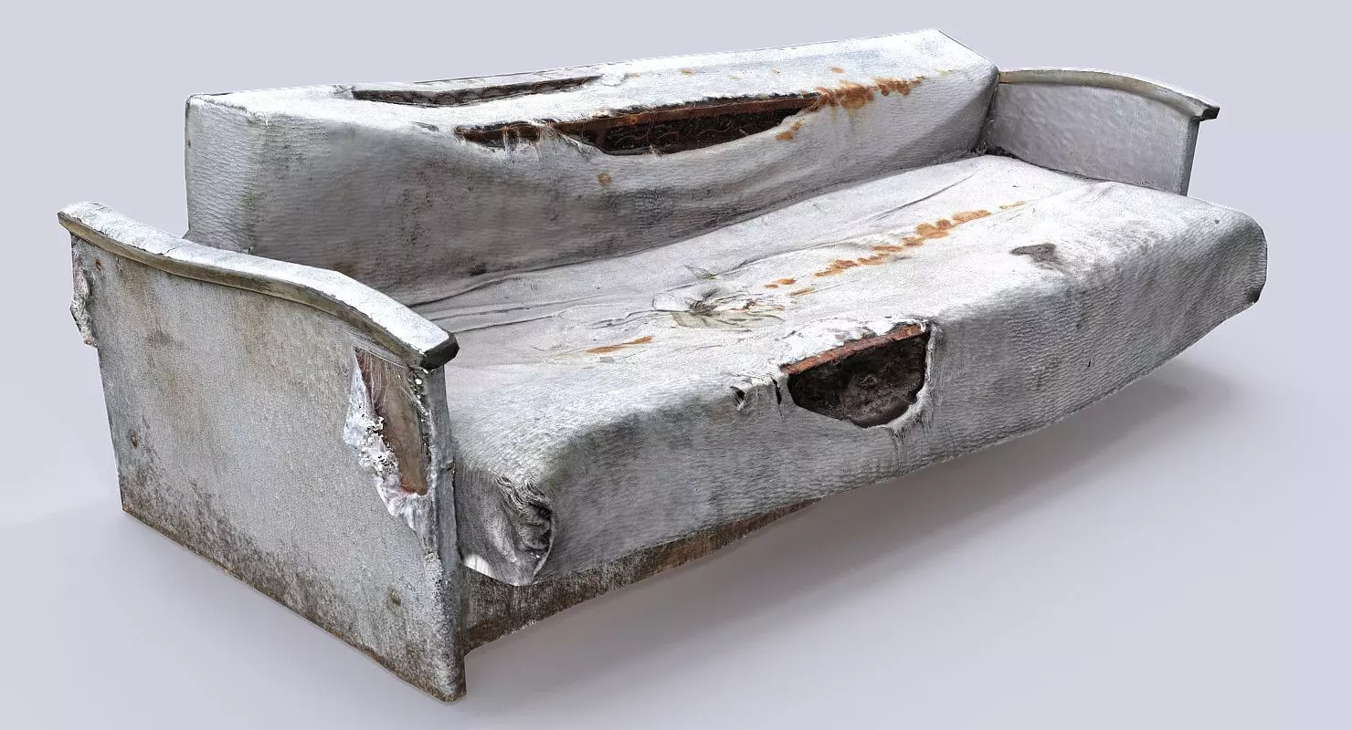 old sofa Low-poly 3D model_0
