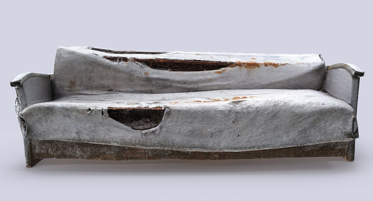 old sofa Low-poly 3D model_1