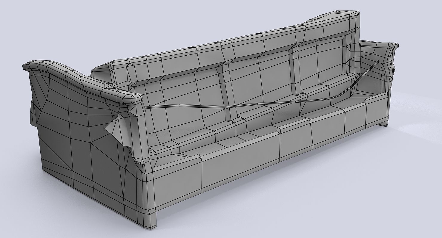 old sofa Low-poly 3D model_8