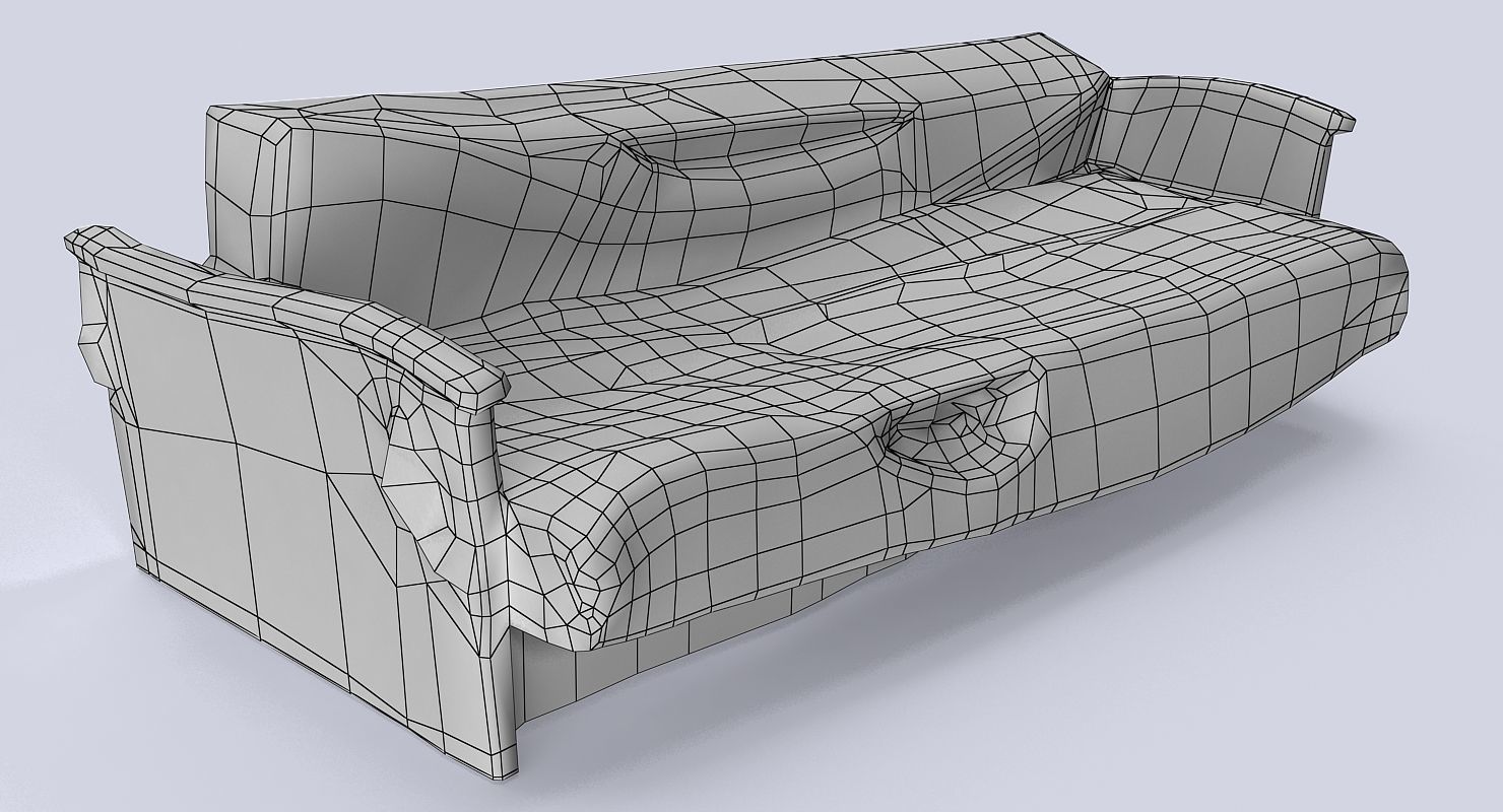old sofa Low-poly 3D model_5