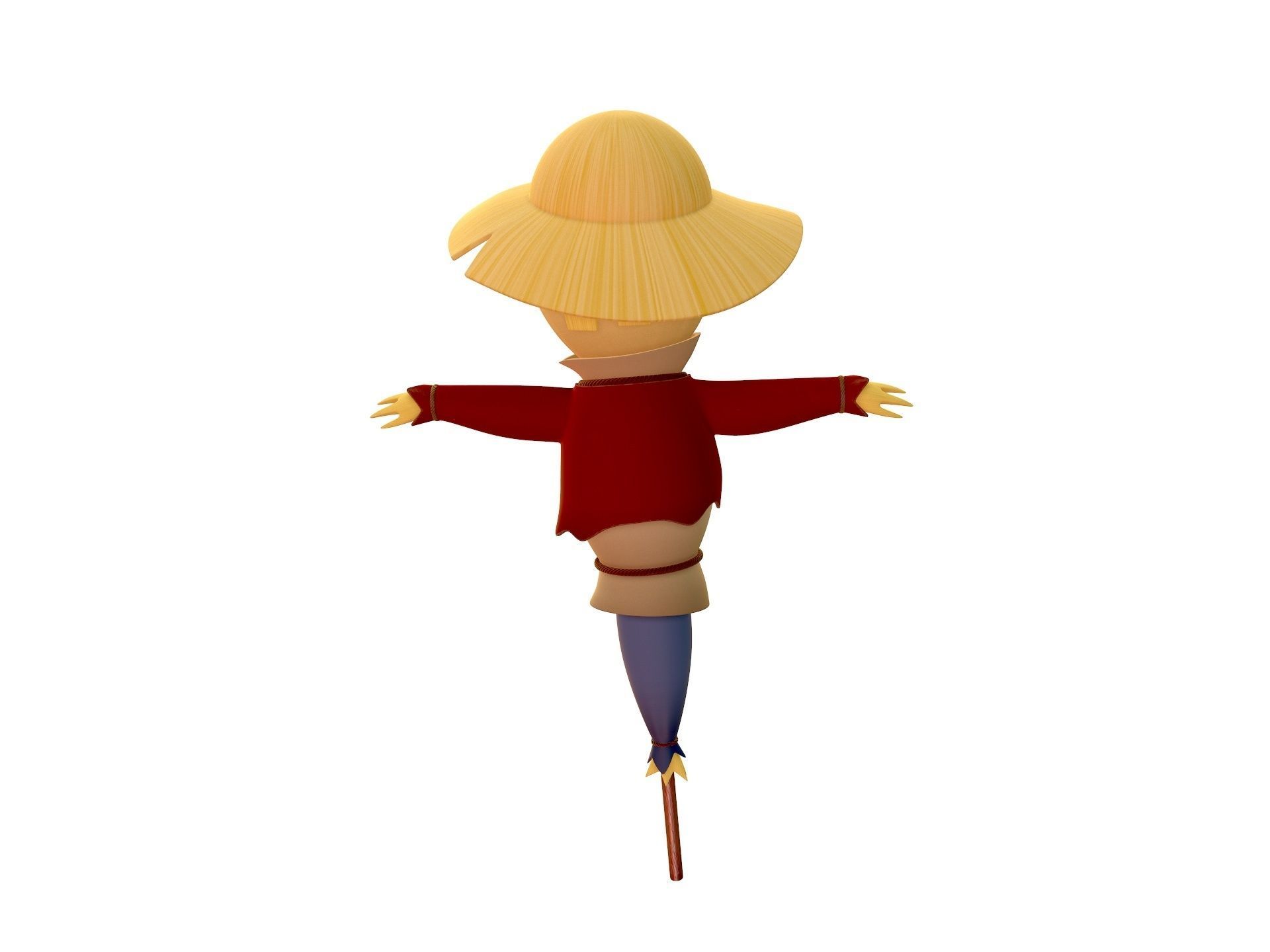 Scarecrow cartoon character wearing hat and sunglasses 3D model_4