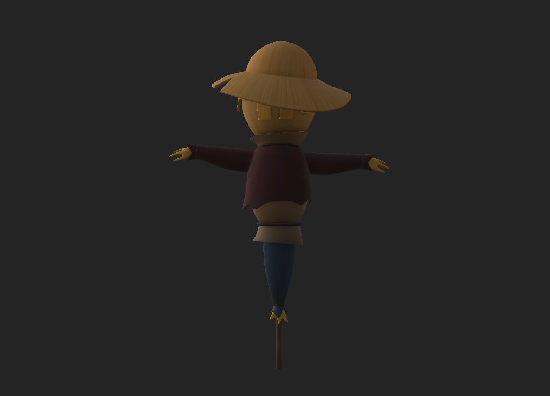 Scarecrow cartoon character wearing hat and sunglasses 3D model_19