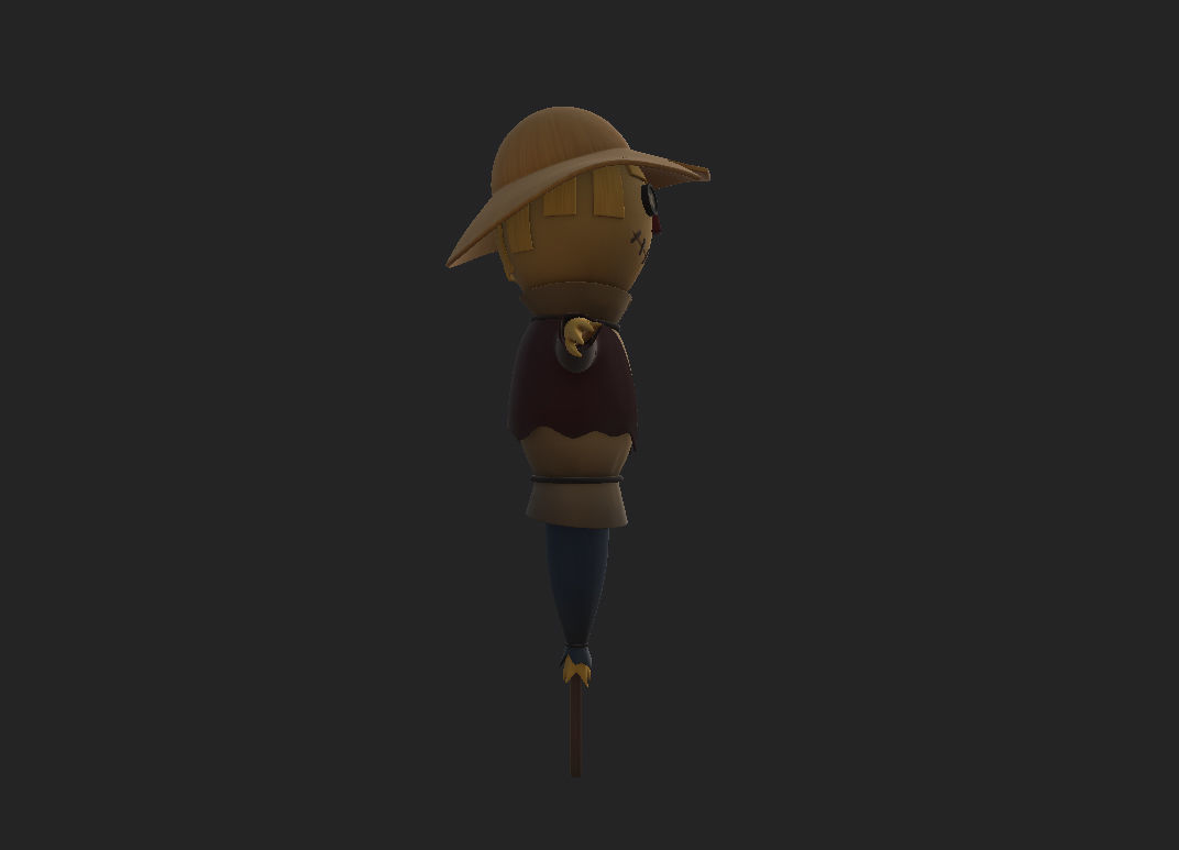 Scarecrow cartoon character wearing hat and sunglasses 3D model_18